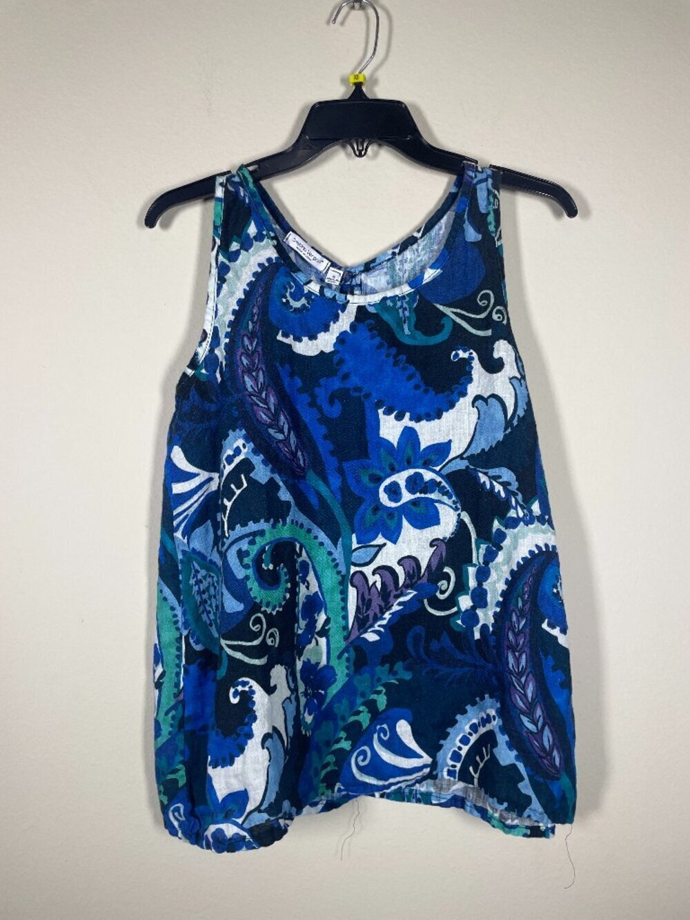 Cristina Vergani Women's Blue Paisley Semi-Sheer Tank Top M Italy!